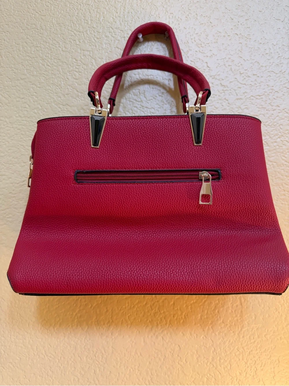 Aimily Cherry Red Women's Structured Handbag with Top Handles